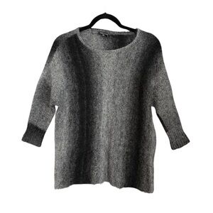 Eileen Fisher Mohair Wool Blend Gray Striped Sweater Women’s Size Medium